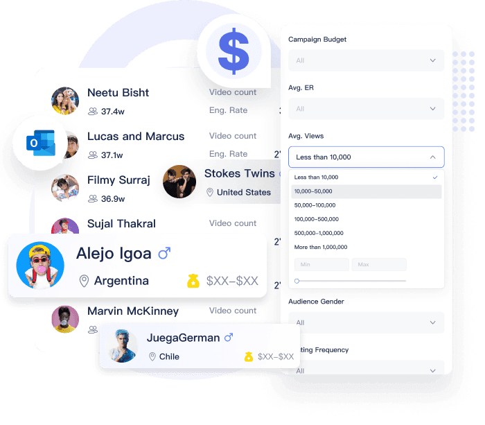 Advanced search filters interface